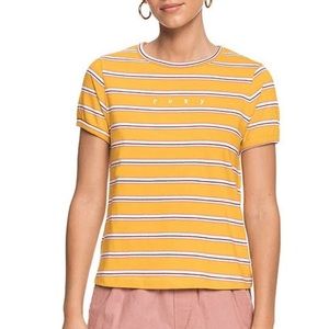 Roxy Salted Feeling Short-Sleeve Striped Retro T-Shirt Women’s Size Small